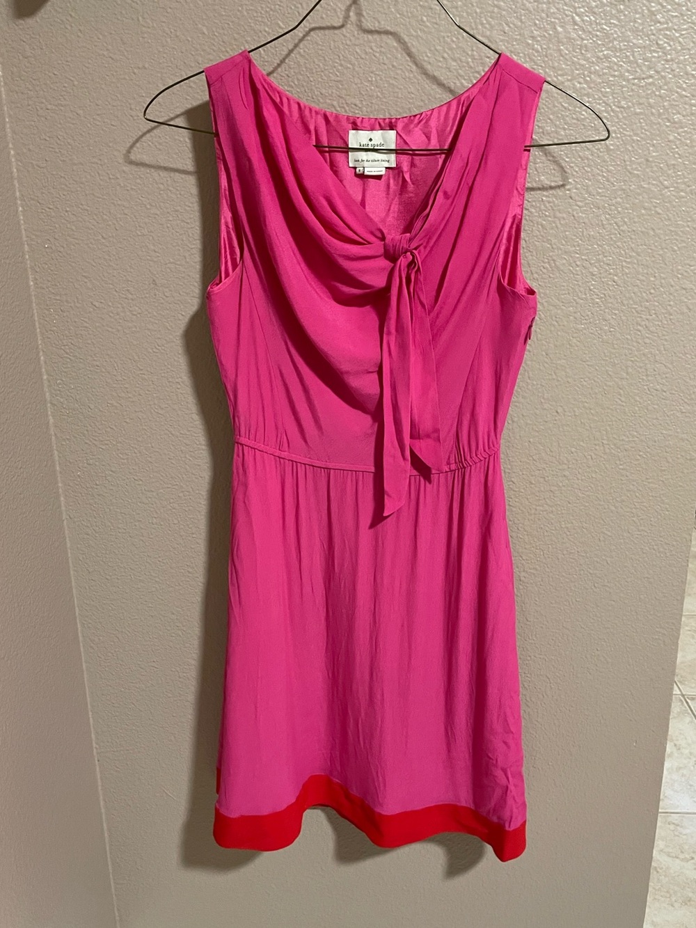 Kate Spade Pink Sleeveless Tie-Neck Dress